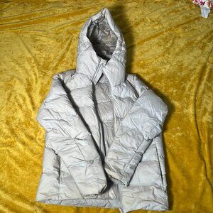 Vintage Uniqlo Downs Winter Beige Jacket Zip Up Windproof Water Rep Mens Size S